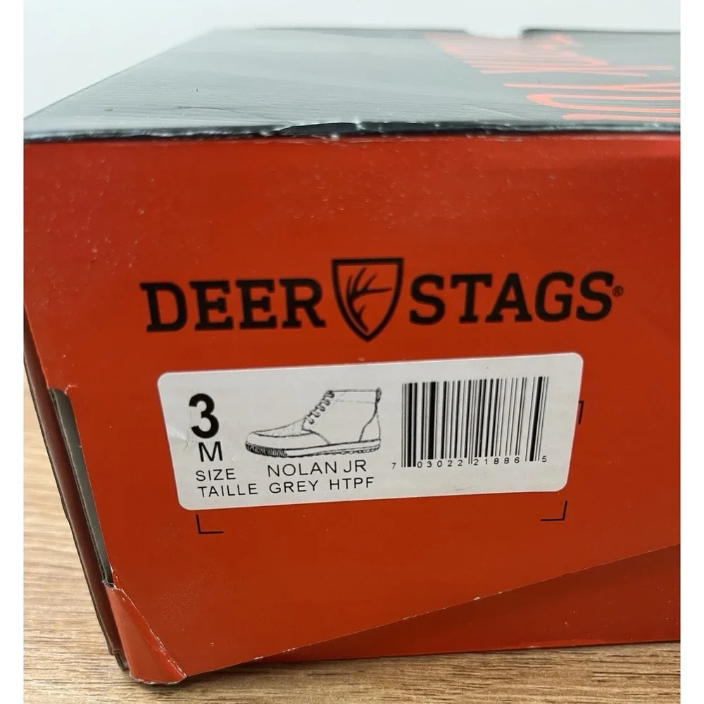 Deer Stags Kids Nolan Jr Casual Ankle Boots in Grey Big Boys Size 3 NEW
